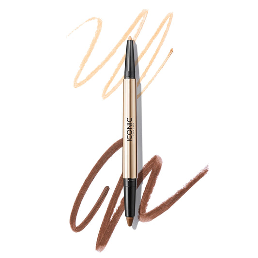 ICONIC LONDON Smokey Eye Duo Eyeliner | Creamy Easy to Blend 2-in-1 Eyeliner Crayon Water Resistant Cruelty Free Vegan Makeup (Natural Neutral) 0.027 oz