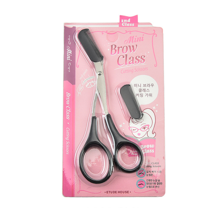 Korean Style Pink Eyebrow Scissors with Comb Tool