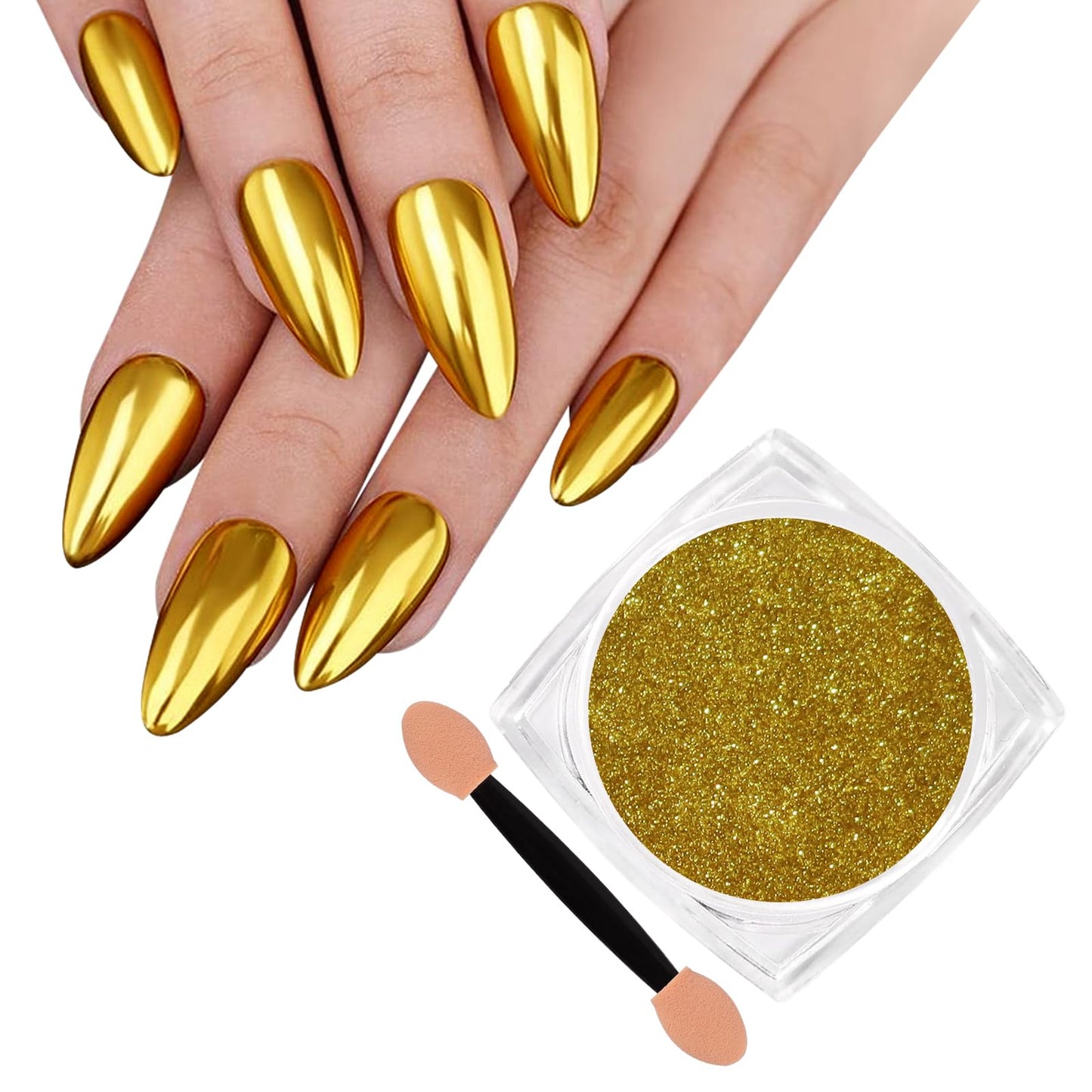 SIUSIO Chrome Nail Powder Metallic Mirror Effect Chrome Powder Holographic Shimmer Glitter Dust Manicure Decoration Nail Art Pigment for DIY Gel Polish Nail Art Resin Craft Salon Gifts - Gold
