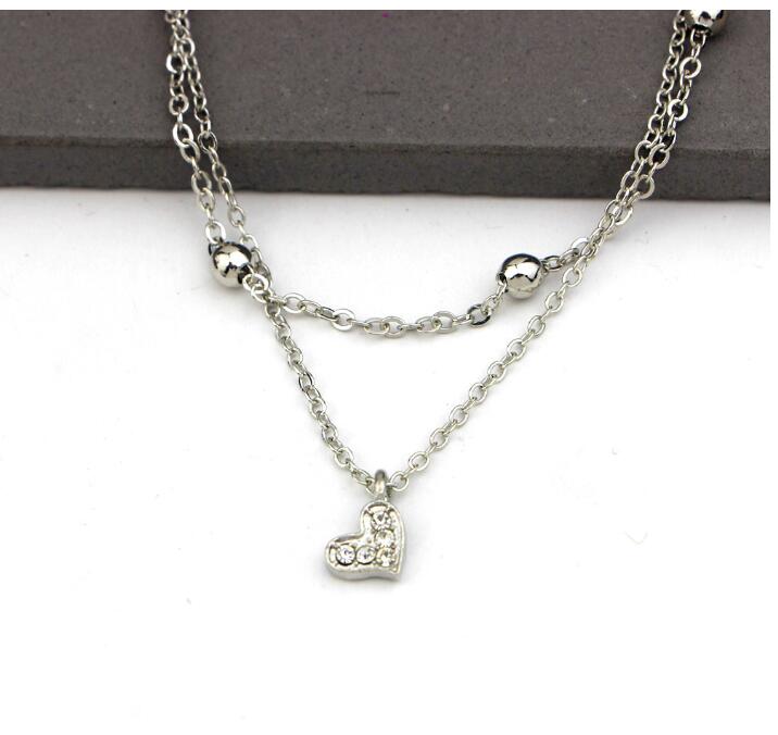 Cute Heart Double Layer Anklet with Star Charm