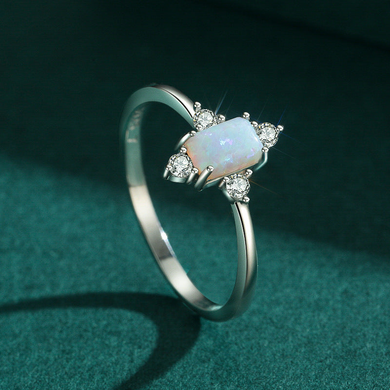 S925 Silver Vintage Opal Ring for Women Fashion