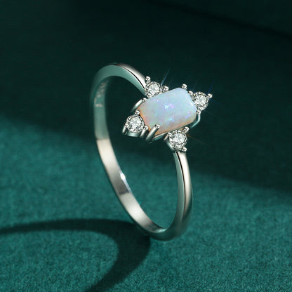 S925 Silver Vintage Opal Ring for Women Fashion