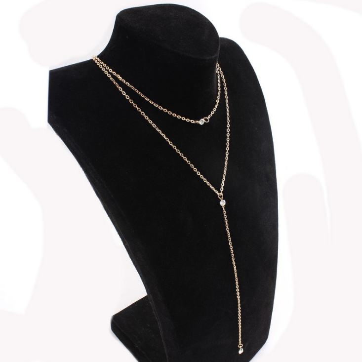 Layered Pearl Tassel Pendant Necklace with Zircon