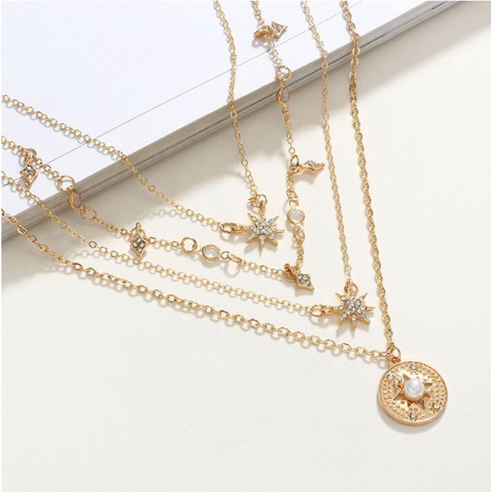Fashionable Multi-Layer Star Pendant Necklace