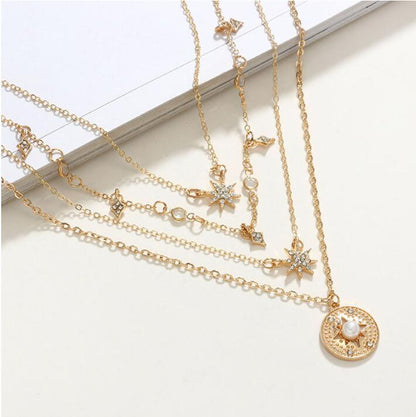 Fashionable Multi-Layer Star Pendant Necklace