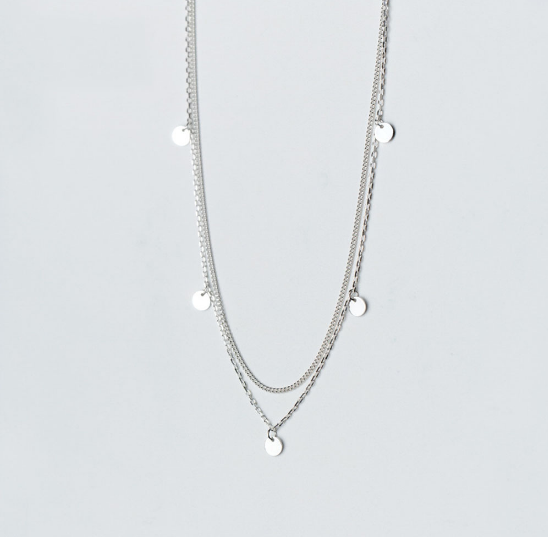 Double Layer Disc Pendant Necklace