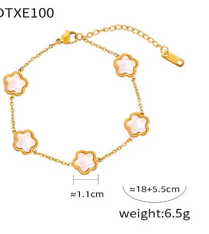 Stainless Steel Five-Petal Jewelry Set