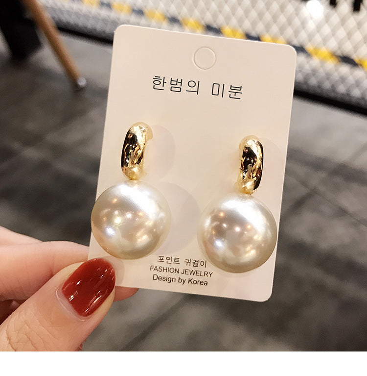 Korean Style Large Pearl Earrings with S925 Silver Pins