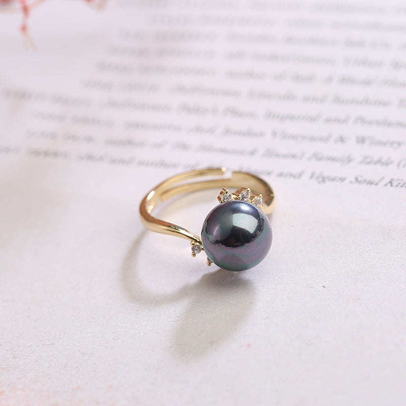 S925 Silver Adjustable Pearl Ring for Women