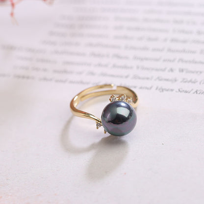 S925 Silver Adjustable Pearl Ring for Women