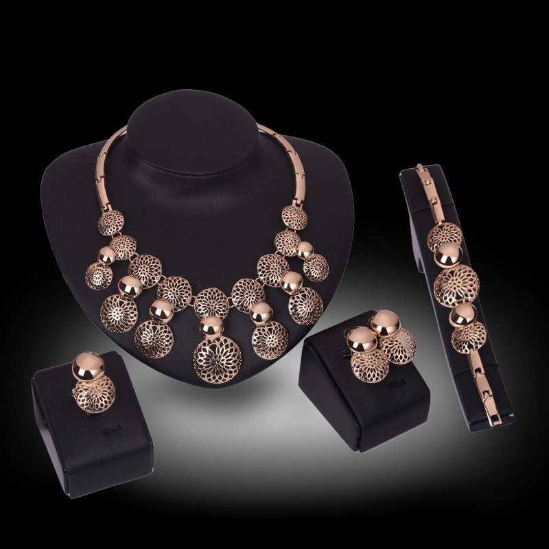 Korean Style Bride Jewelry Set - Alloy 4-Piece Collection