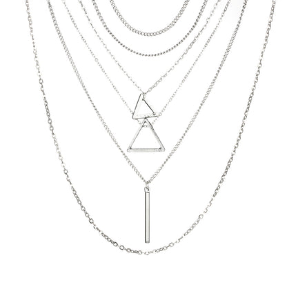 Bohemian Style Triangle Pendant Layered Necklace Set