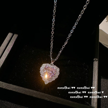 Sweet Peach Love Gem Bracelet & Gold-plated Heart Necklace