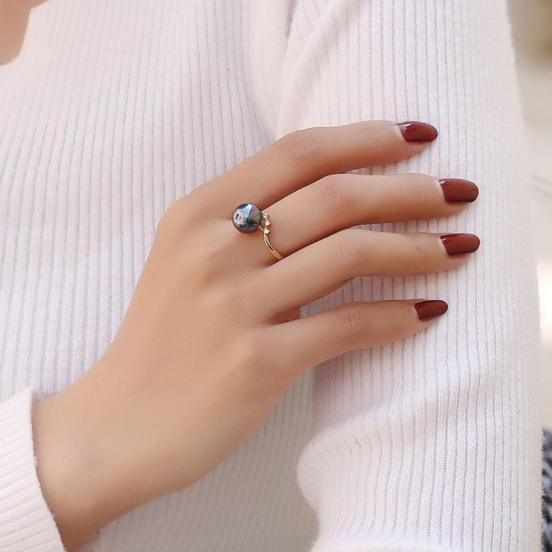 S925 Silver Adjustable Pearl Ring for Women