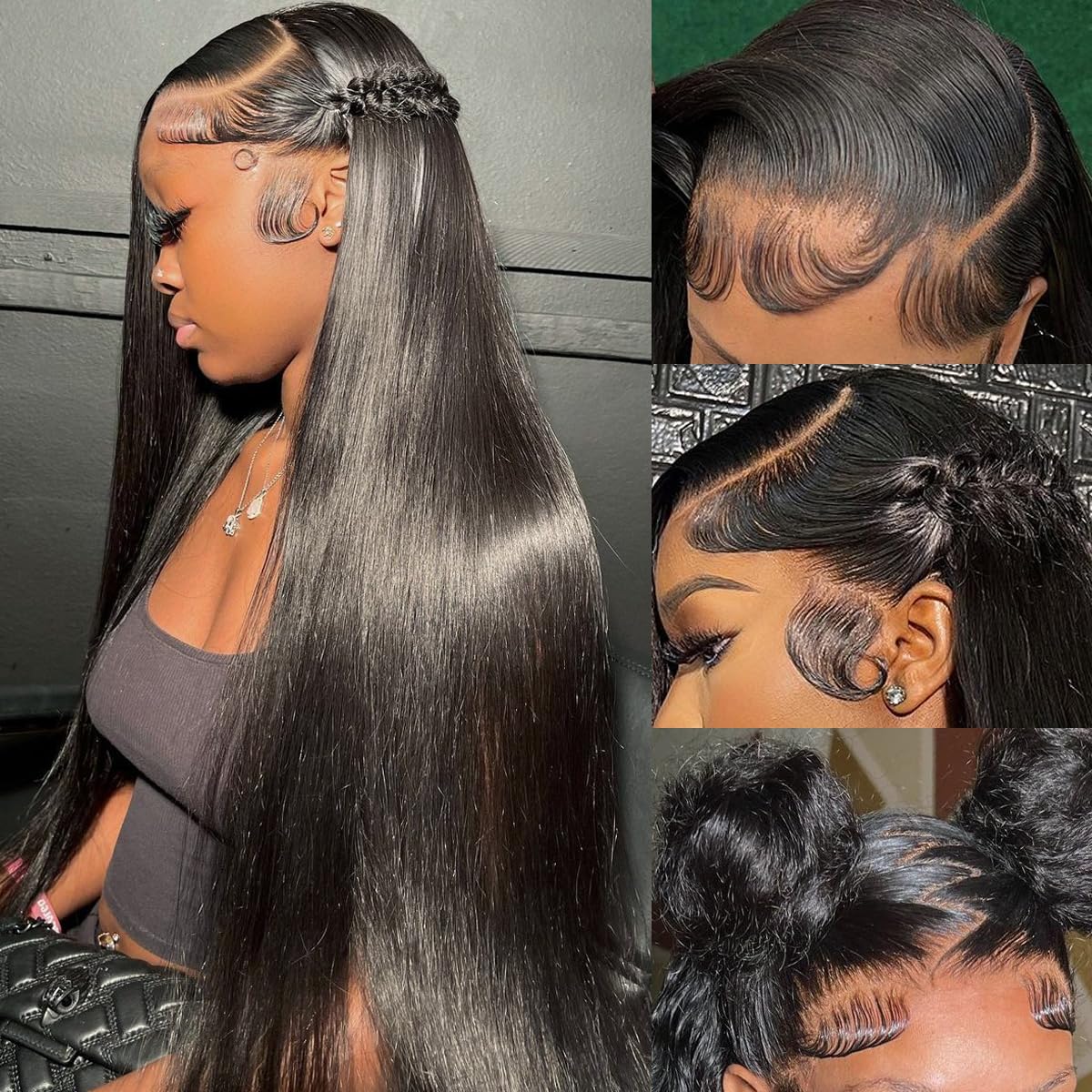 MYLOCKME 20 Inch Lace Front Wigs Human Hair Straight 13x4 Transparent Lace Human Hair Frontal Wigs for Black Women 150% Density HD Lace Front Wigs Human Hair Pre Plucked Glueless Frontal Wig