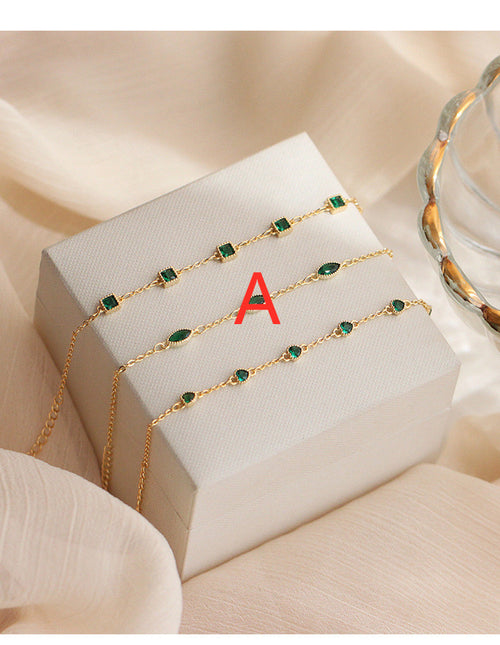S925 Silver 14K Gold Emerald Zirconia Bracelet