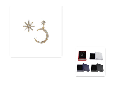 925 Silver Star and Moon Earrings with Asymmetrical Design