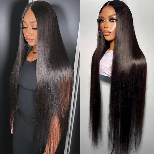 220% Density 32 Inch Full 13x6 Straight Lace Frontal Wigs Human Hair 12A Brazilian Virgin Straight Wigs Human Hair HD Transparent Lace Wig Pre Plucked Bleached Knots Straight Human Hair Wigs for Women