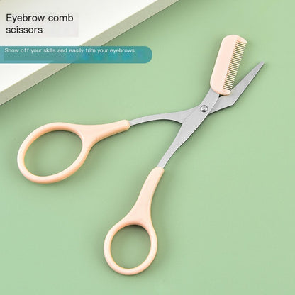 Korean Style Pink Eyebrow Scissors with Comb Tool
