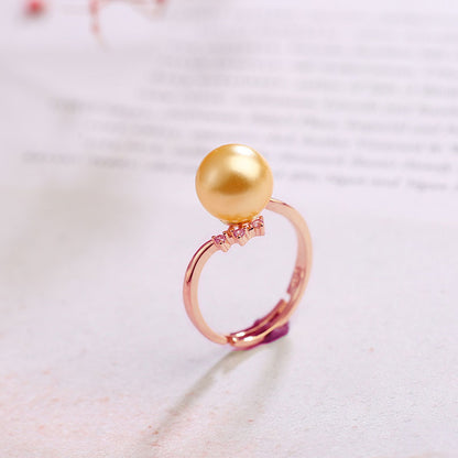S925 Silver Adjustable Pearl Ring for Women