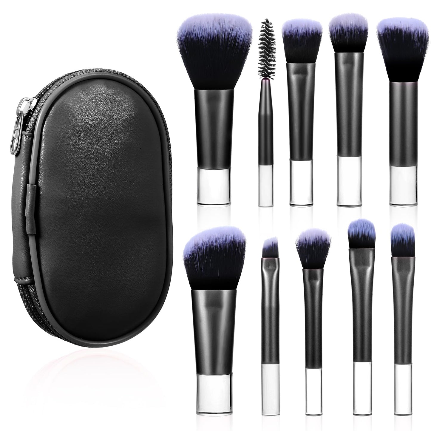 10 Pcs Travel Makeup Brushes Mini Makeup Brushes Travel Set with Case Portable Travel Size Makeup Brushes Cosmetic Brushes Kit for Foundation Eyeshadow Highlight Contour Blush & Concealer (black)
