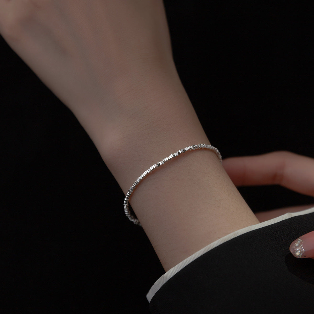 S925 Sterling Silver Simple Irregular Bracelet