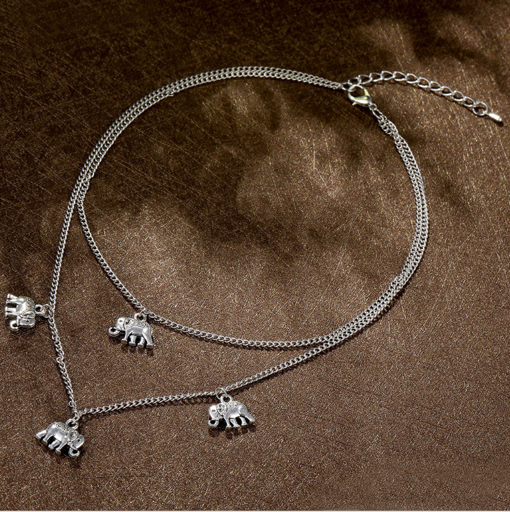 Vintage Fashion Elephant Pendant Layered Necklace
