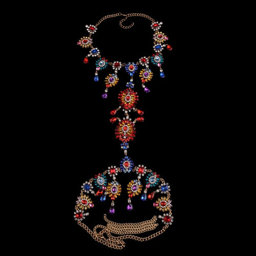 Exaggerated Multi-Layer Rhinestone Body Chain Necklace
