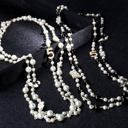 Fashion Pearl Necklace with Layered Charm Pendant