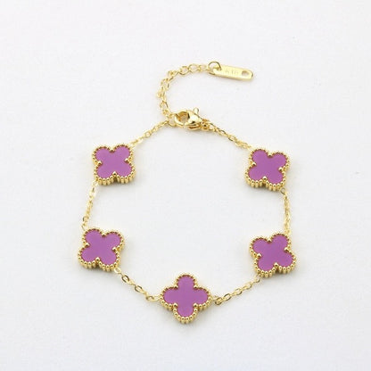 High-End Four Leaf Clover Bracelet in Titanium Steel