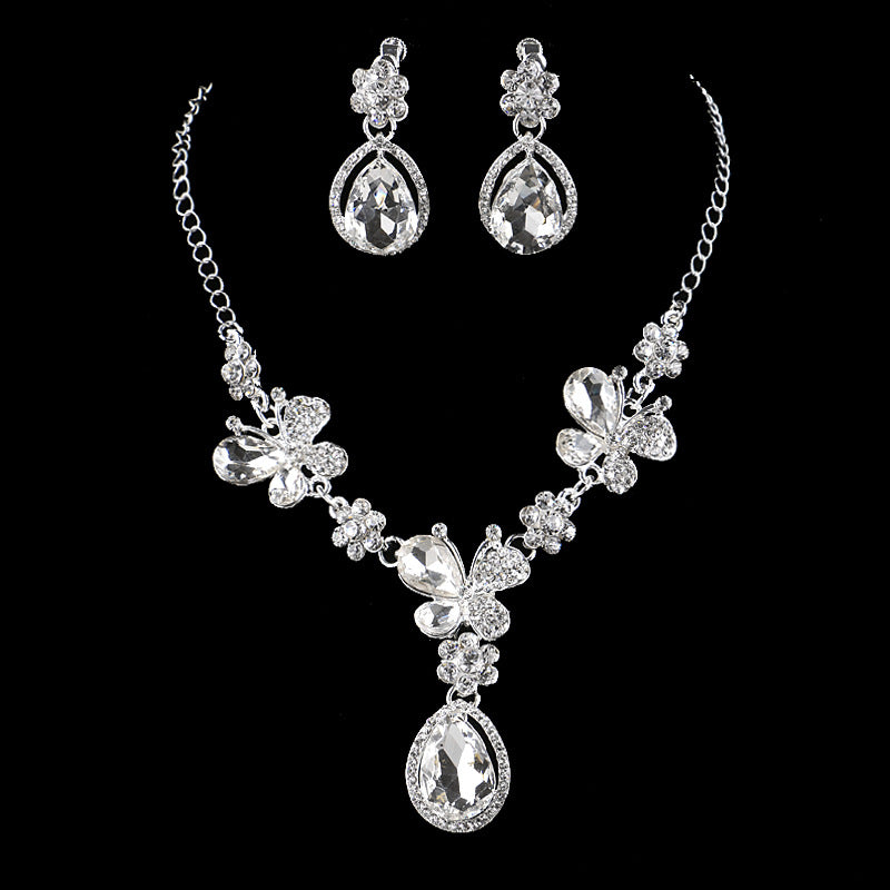 New Butterfly Drop Pendant Necklace & Earring Set