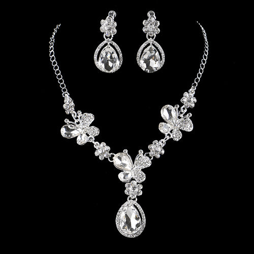 New Butterfly Drop Pendant Necklace & Earring Set