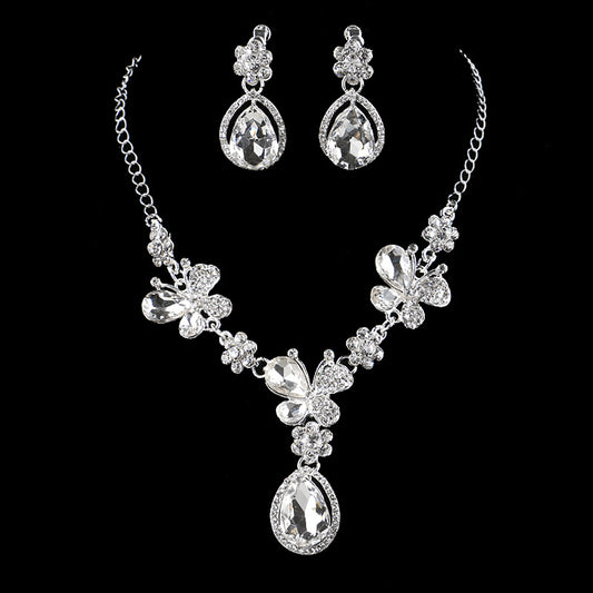 New Butterfly Drop Pendant Necklace & Earring Set