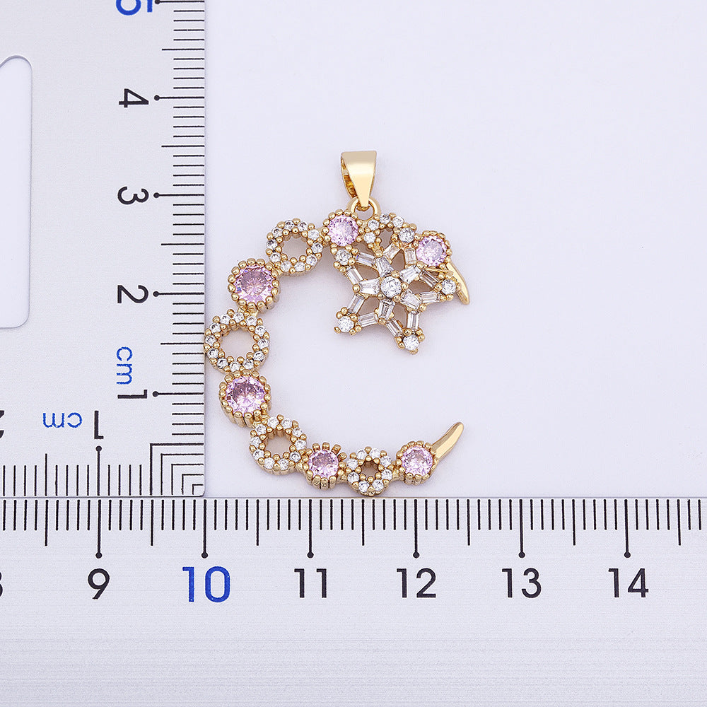 Trendy Gold-Plated Necklace with Star and Moon Pendant