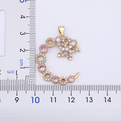 Trendy Gold-Plated Necklace with Star and Moon Pendant
