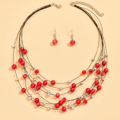 Bohemian Handmade Beaded Crystal Pearl Jewelry Set