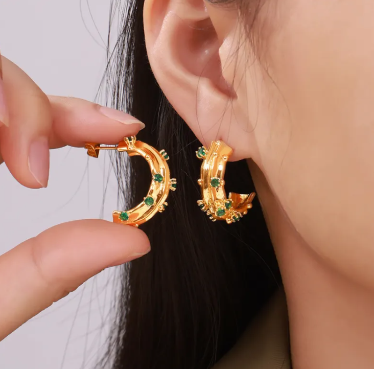 Geo Glam Gold Hoops