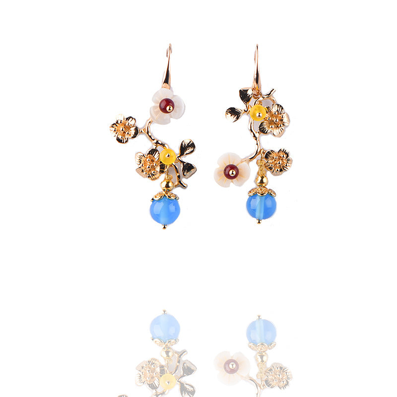 2020 Asymmetric Plum Blossom Design Earrings for Women