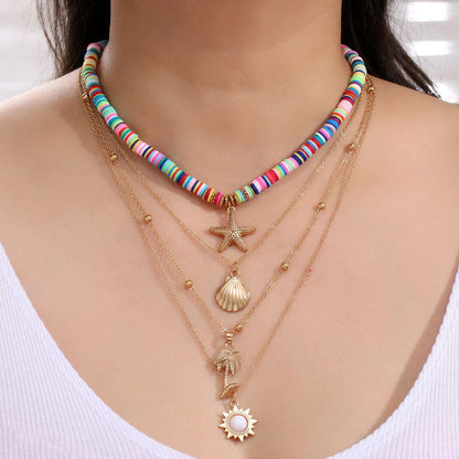 2021 Vintage Layered Necklace with Starfish Pendant