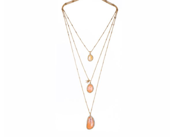 Layered Alloy Geometric Pendant Necklace and Earring Set