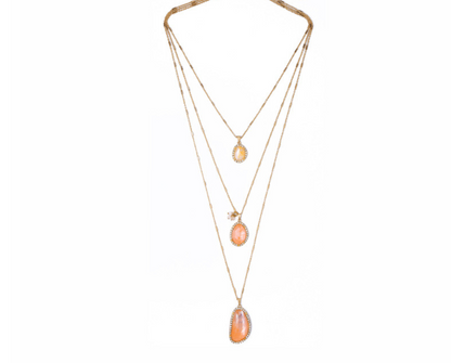 Layered Alloy Geometric Pendant Necklace and Earring Set
