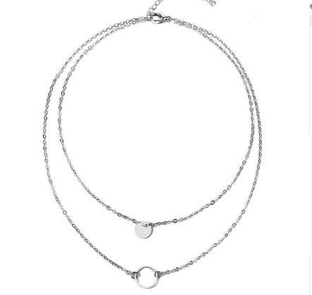 Layered Sequin Pendant Necklace for Women (XL1189)