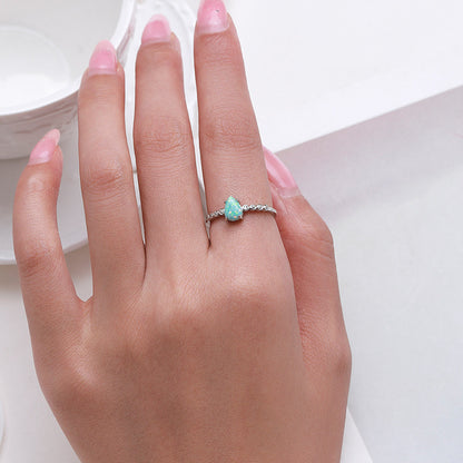 S925 Silver Opal Ring - Elegant Korean Design for Women