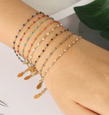 Women's Pearl Bead and Crystal Chain Bracelet