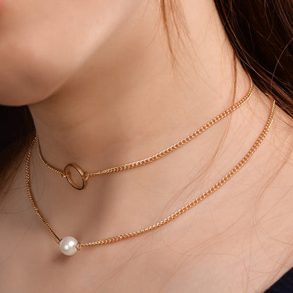 Fashionable Minimalist Multi-Layer Pearl Necklace Set