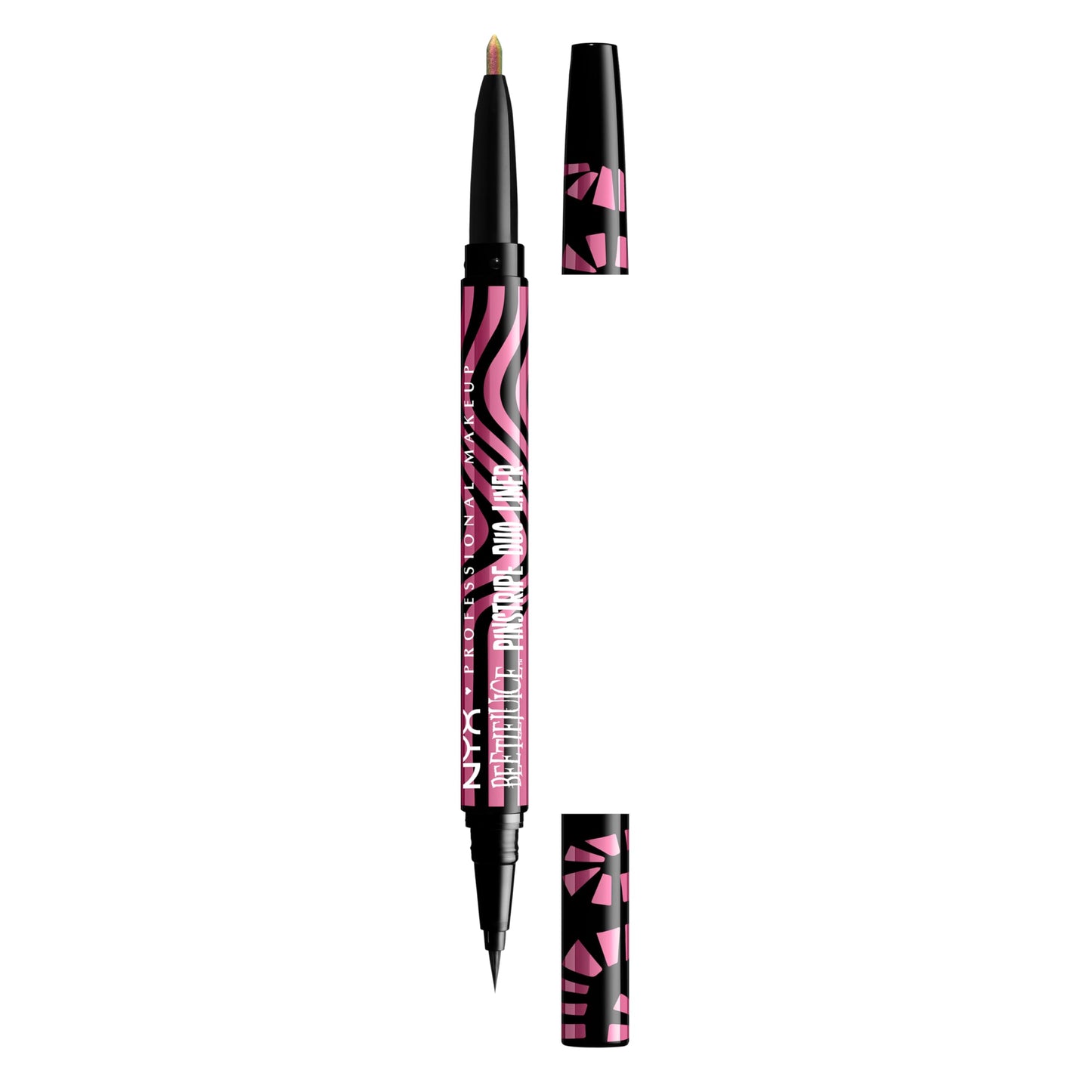 NYX PROFESSIONAL MAKEUP BEETLEJUICE Pinstripe Duo Eye Liner Dual-Ended Black Liquid Eyeliner + Green Chrome Eyeliner