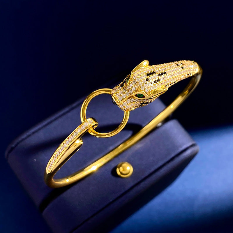Leopard Diamond Rose Gold Ring Bracelet