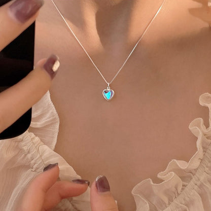 Heart Shaped Moonstone Necklace with Layered Design