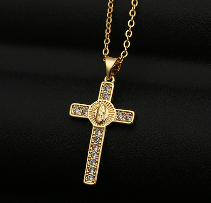 Cross Religious Accessories with Virgin Mary Pendant Necklace