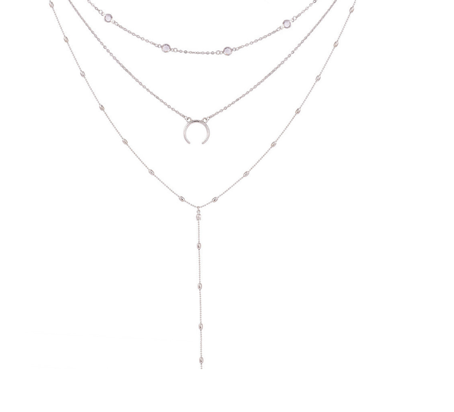 Bohemian Moon Pendant Multi-Layer Handmade Necklace